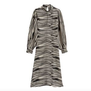 Mock-Neck Midi Dress - Zebra
